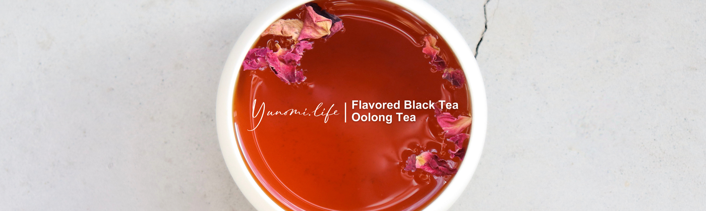 Flavored black and oolong tea banner by yunomi-jp.pro