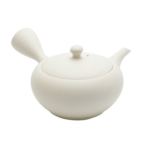 DISCONTINUED Shoko Kiln (F414): Clouds Taira - Off White Clay Kyusu Tea Pot (300 ml) 晶光白泥平丸急須