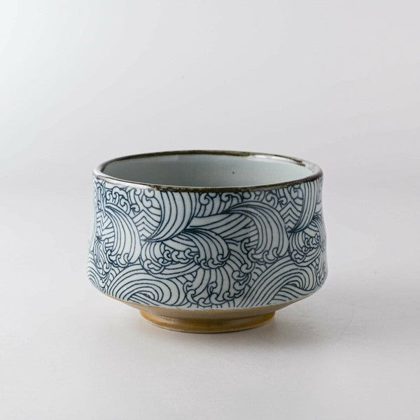 Aranami Waves Pattern Matcha Bowl in Wooden Gift Box