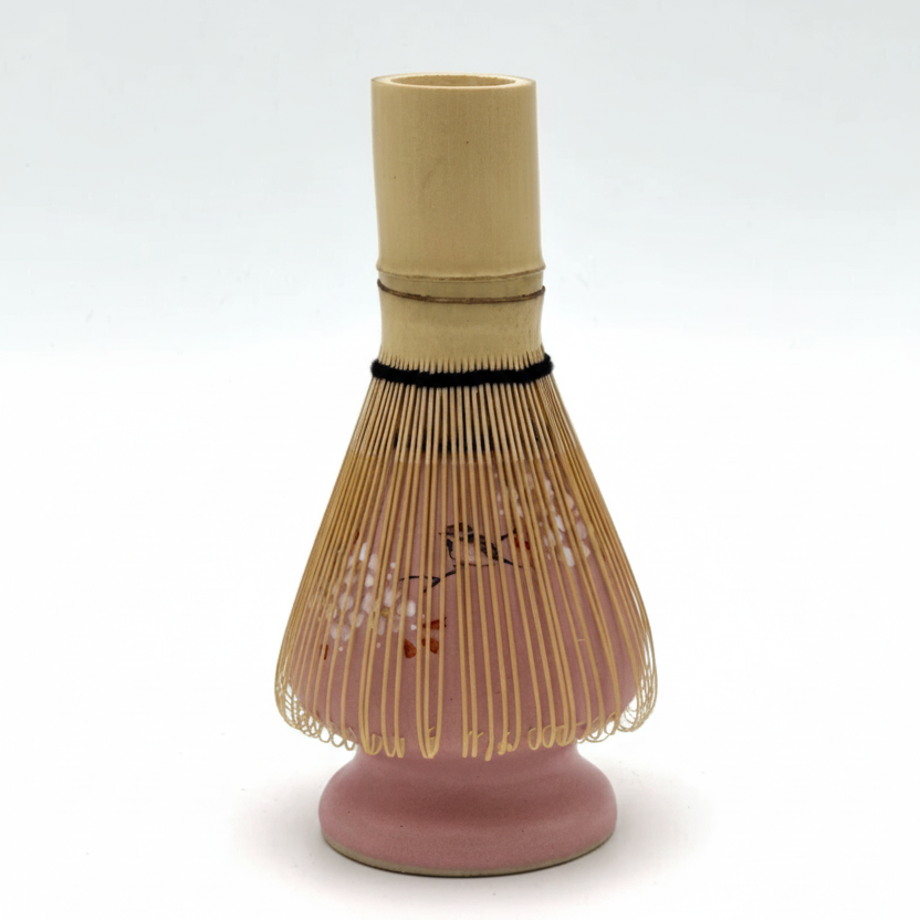 Nagomi: Chasen Holder, Bamboo Whisk Stand (Sparrows in the Cherry Tree, 桜に雀)