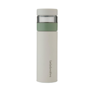 Lalaluctus Tea Bottle - Stainless Steel Tumbler with Tea Strainer - Cream White - 400 ml