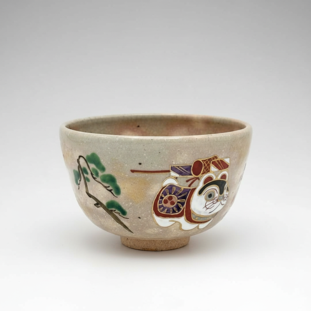 Nagomi: Kyo-yaki Matcha Bowl (京焼抹茶碗 Dog / 犬)