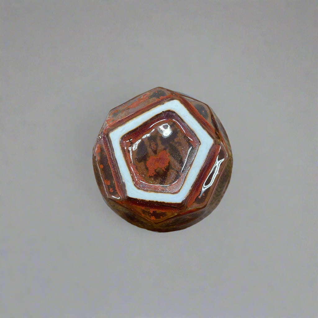 Seiangama: Carved Design Mino-yaki Guinomi Cup 5 Piece Set with Wooden Box 削ぎ五様ぐい呑揃