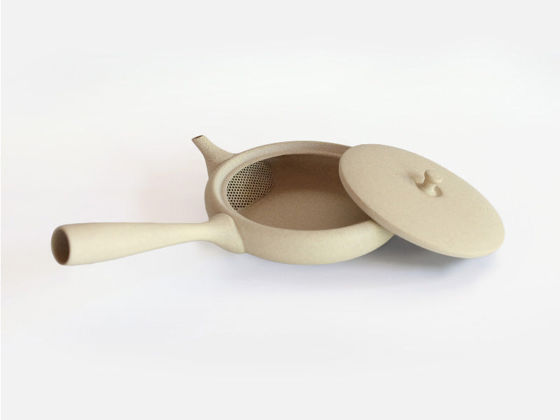 Jinsui Kiln: TOKI - KINARI, Flat Tokoname Kyusu Tea Pot (80ml)