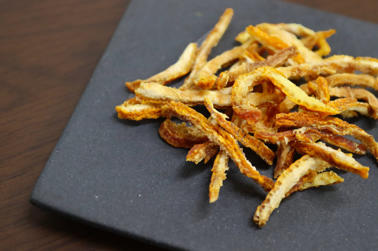 #0820.M3 宮崎県東米良村産プレミアム有機乾燥柚子皮 宮崎県東米良地区の乾燥有機柚子皮