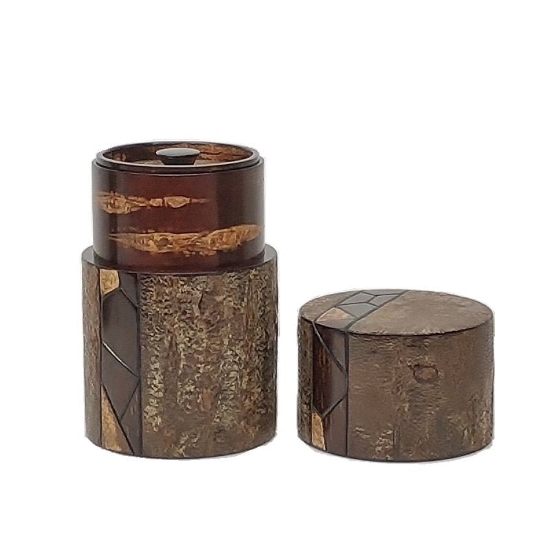 Fujiki Denshiro: Frosted Oyamazakura Bark Chazutsu (Vertical Stripe) by Arakawa Keitaro 総皮茶筒 大山桜 霜降皮 縦(荒川慶太郎 作) - yunomi-jp.pro