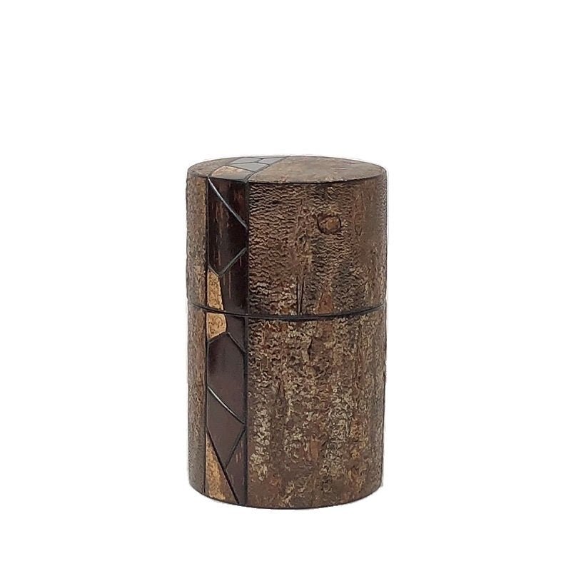 Fujiki Denshiro: Frosted Oyamazakura Bark Chazutsu (Vertical Stripe) by Arakawa Keitaro 総皮茶筒 大山桜 霜降皮 縦(荒川慶太郎 作) - yunomi-jp.pro