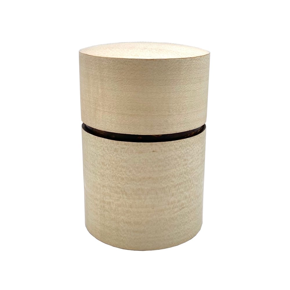 Fujiki Denshiro: Obizutsu Tea Canister - Kaede Maple 帯筒茶筒かえで - yunomi-jp.pro
