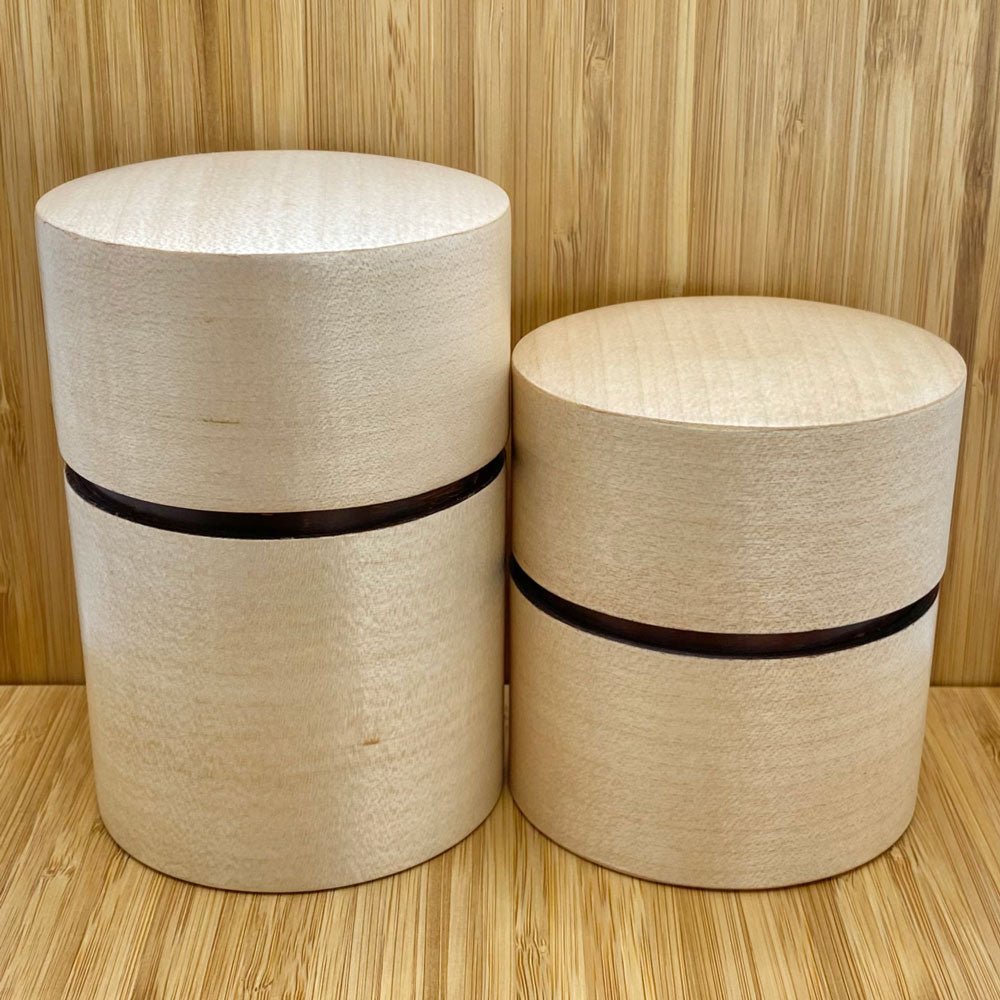 Fujiki Denshiro: Obizutsu Tea Canister - Kaede Maple 帯筒茶筒かえで - yunomi-jp.pro