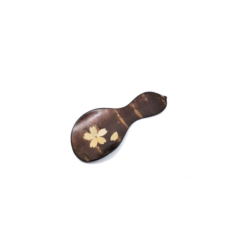 Fujiki Denshiro: Sakura Bark Tea Scoop Chasaji, Gourd-shaped design with Sakura 茶箕 兵丹 桜 - yunomi-jp.pro