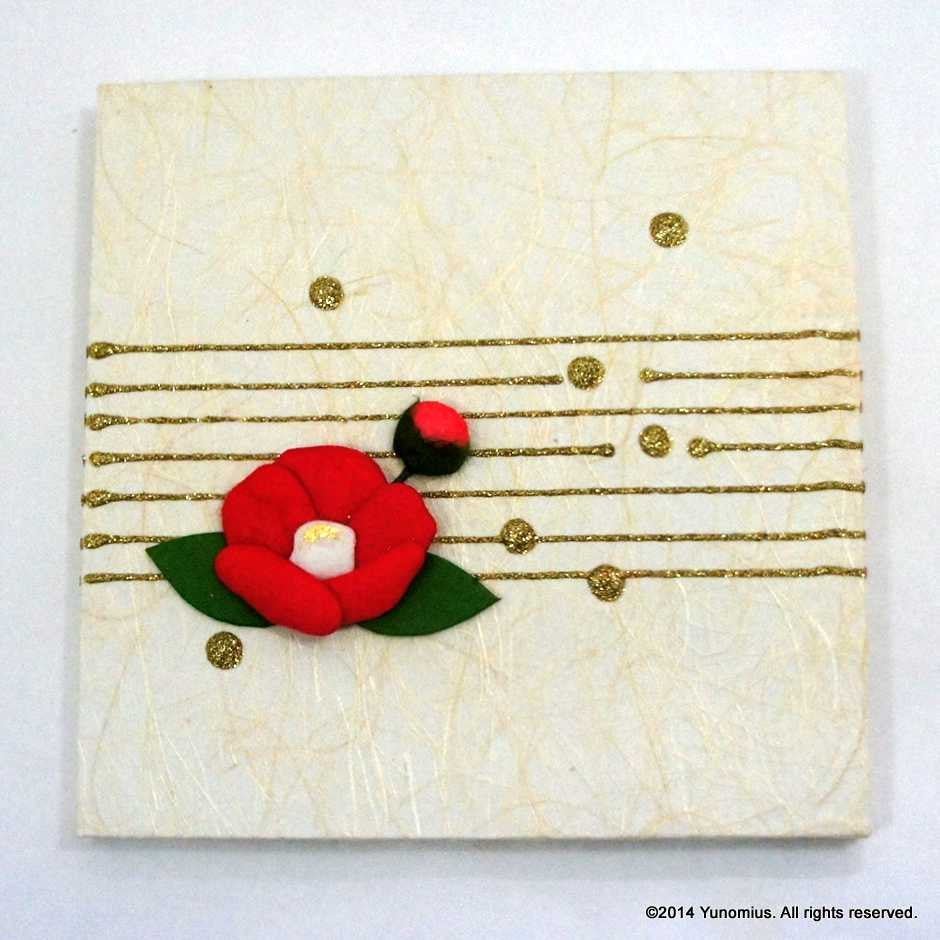 Hana & Haku: Tsubaki Flower Washi Paper Panel (White #4) - yunomi-jp.pro