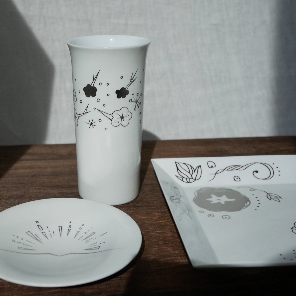 Kamigata Ryugi: Haiku Series Plate Set, Silver - yunomi-jp.pro