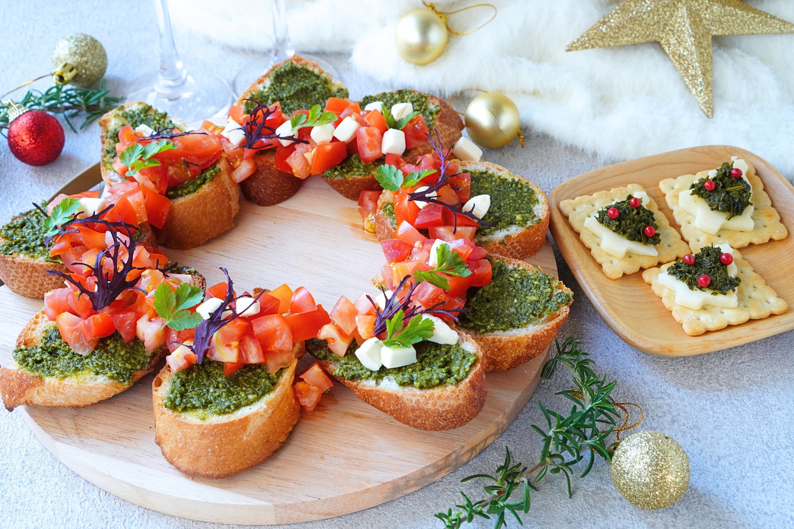 Christmas appetisers with green tea leaves by yunomi-jp.pro