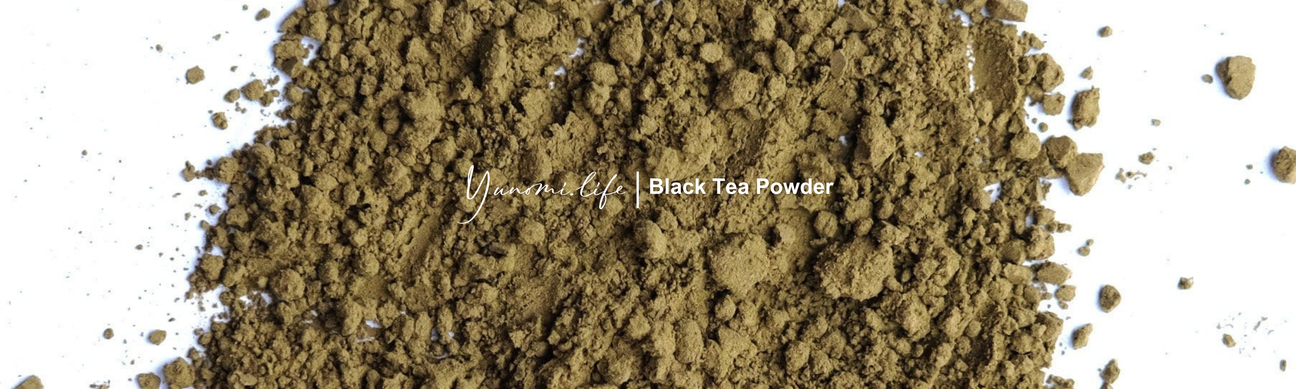 Black tea powder banner by yunomi-jp.pro