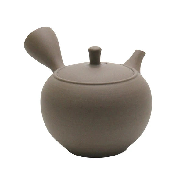 Shoko Kiln (F417): Earth Maru - Brown Clay Kyusu Tea Pot (320 ml) 晶光茶泥丸急須
