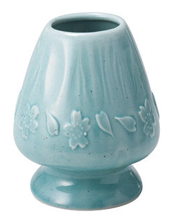 青安窯：富士山茶筅立て アイスブルー 富士山茶筅直し(雪)