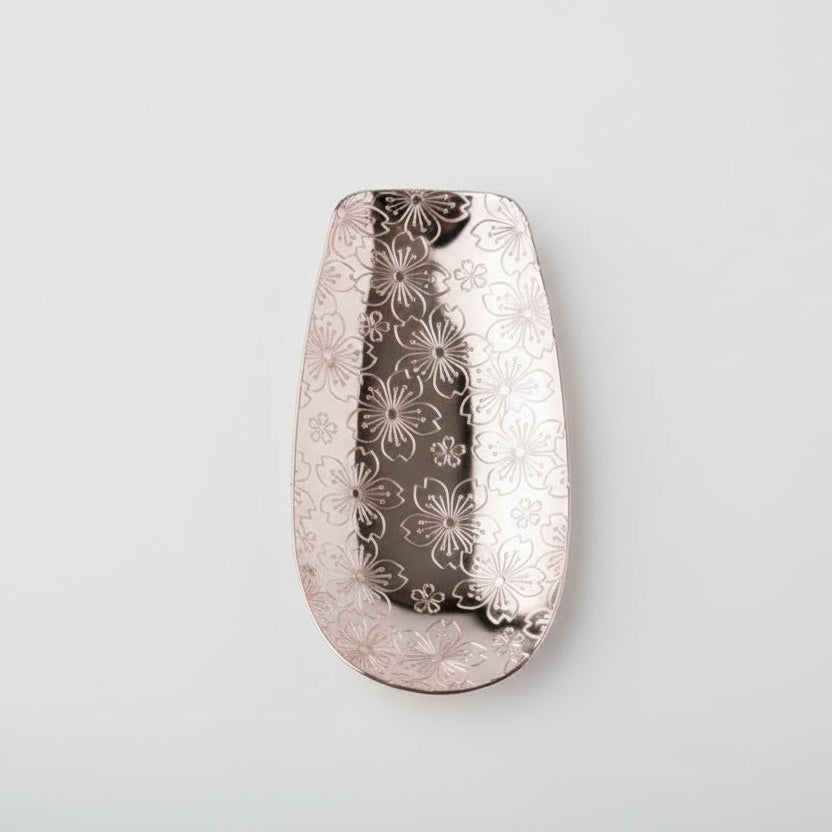 Aoyoshi: Stainless Chasaji Sakura Design Tea Scoop ステンレス茶箕 さくら
