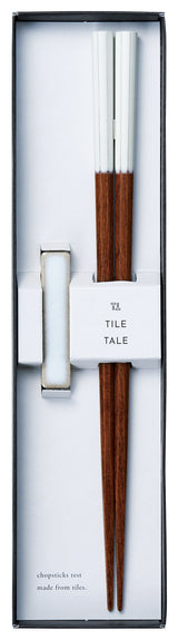 Ishida: TILE TALE Japanese Chopsticks with Ceramic Chopstick Rest Set