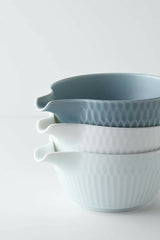 Oda Pottery: Sazanami Design Porcelain Bowl with Pouring Lip (Dark Blue) 小田陶器さざなみ片口小鉢（ブルーグレー）