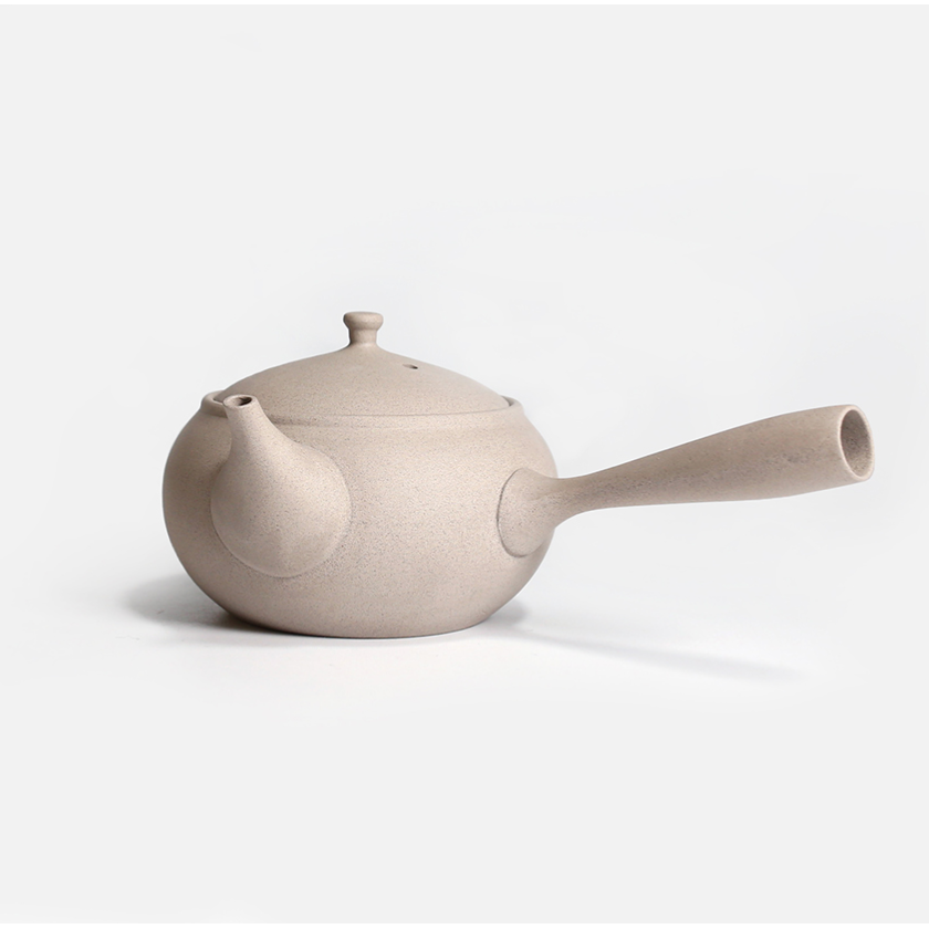 Jinsui Kiln: TOKI hira - SHIROHAI, Tokoname Kyusu Tea Pot (250ml, Gray)