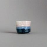Keizan Kiln: Handcrafted Shino Aikake Guinomi Cup with Wooden Box 桂山作:手造り志野藍掛けぐい呑