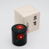 Korindo Echizen: Urushi Tea Canister Kuro-Tsubaki - 光琳堂 越前漆器: うるし茶筒「黒椿」 yunomi-jp.pro