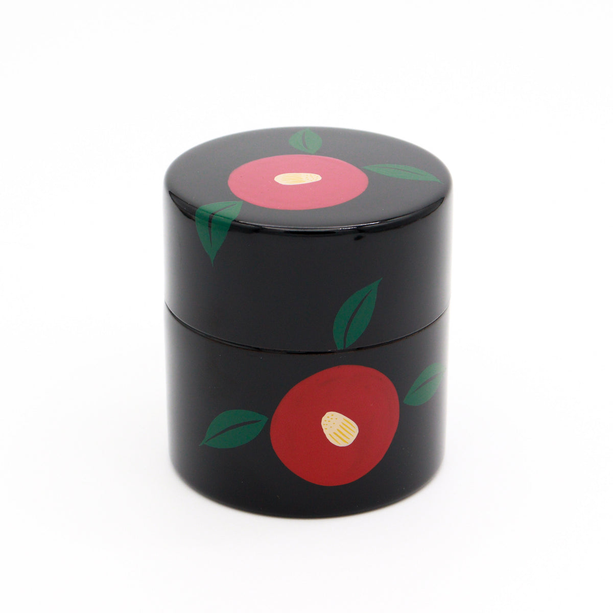 Korindo Echizen: Urushi Tea Canister Kuro-Tsubaki - 光琳堂 越前漆器: うるし茶筒「黒椿」