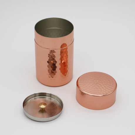 Mirror-Finished Hammered Copper Tea Canister / Handcrafted in Tsubame