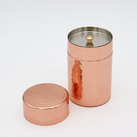 Mirror-Finished Hammered Copper Tea Canister / Handcrafted in Tsubame