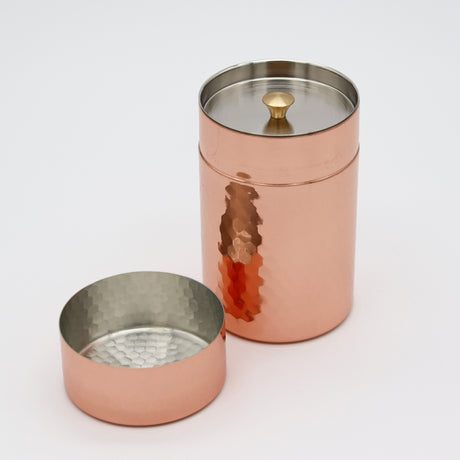 Mirror-Finished Hammered Copper Tea Canister / Handcrafted in Tsubame