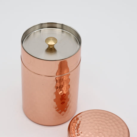 Mirror-Finished Hammered Copper Tea Canister / Handcrafted in Tsubame