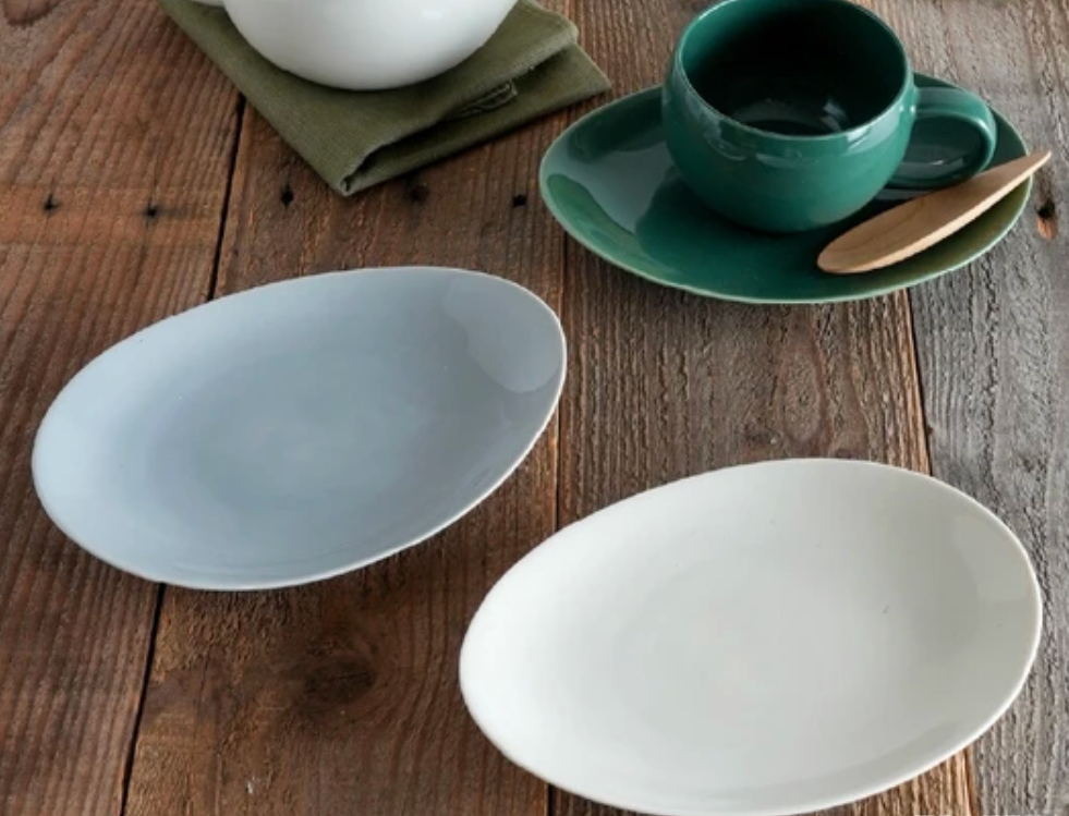 SALIU -YUI- Tea plate (ash white, 2 plate set)