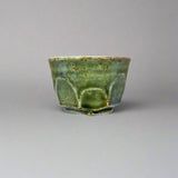 Seiangama: Carved Design Mino-yaki Guinomi Cup 5 Piece Set with Wooden Box 削ぎ五様ぐい呑揃