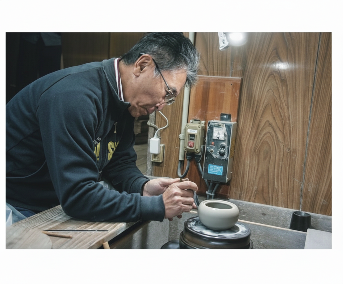 Takasuke Kiln (Y120) 高資陶苑: Tokoname Yuzamashi Cooling Bowl, Sand Yellow, 160 ml