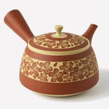 Yamaki Ikai koku141: Tokoname Kyusu Tea Pot with Pressed Sakura Design (210 cc) 常滑 桜彫急須