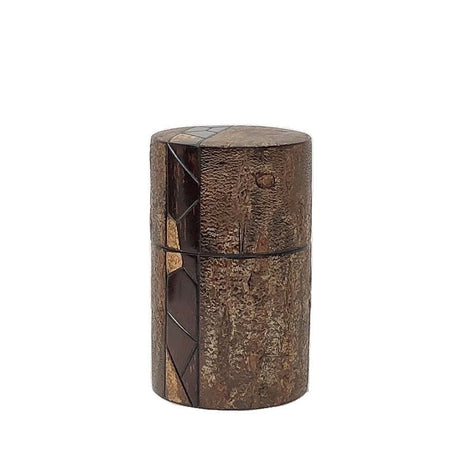 Fujiki Denshiro: Frosted Oyamazakura Bark Chazutsu (Vertical Stripe) by Arakawa Keitaro 総皮茶筒 大山桜 霜降皮 縦（荒川慶太郎　作） - yunomi-jp.pro