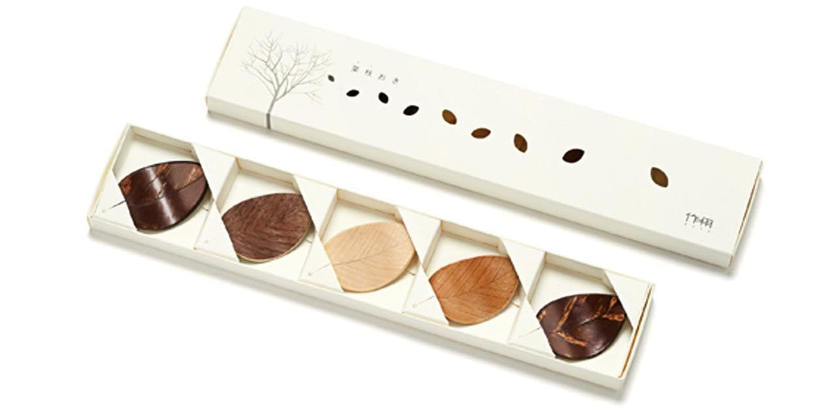 Fujiki Denshiro: Hashioki Leaves - Chopstick Rests, 5-piece set - yunomi-jp.pro