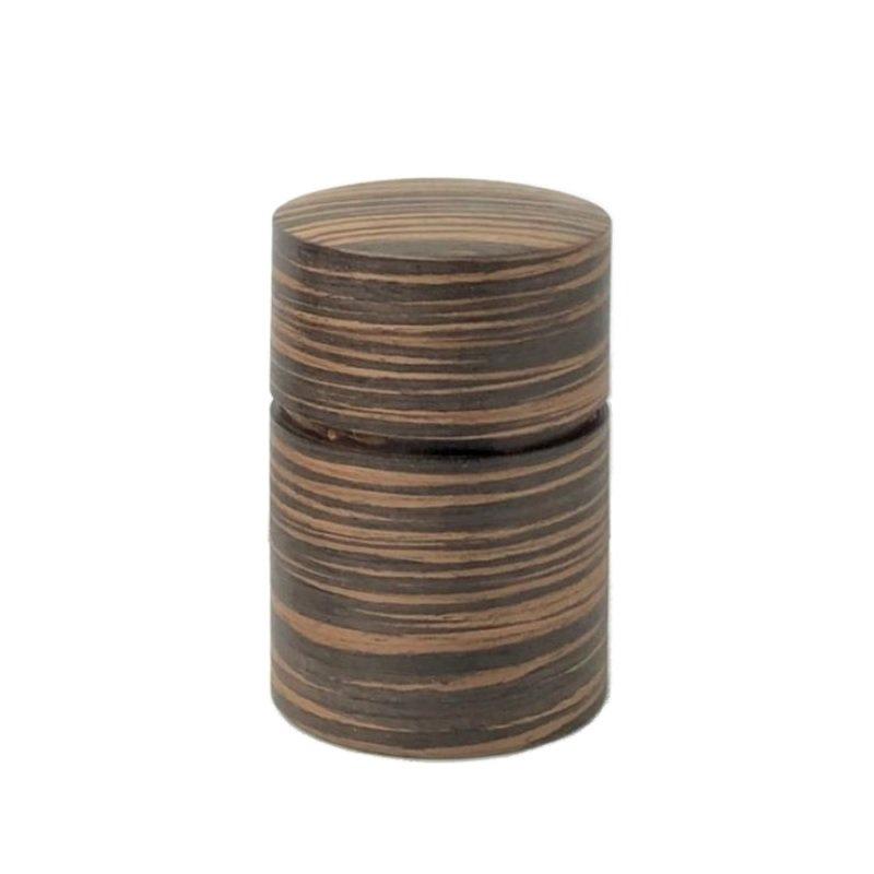Fujiki Denshiro: Obizutsu Tea Canister - Ebony Wood Grain 帯筒　茶筒（大）黒檀柾目 - yunomi-jp.pro