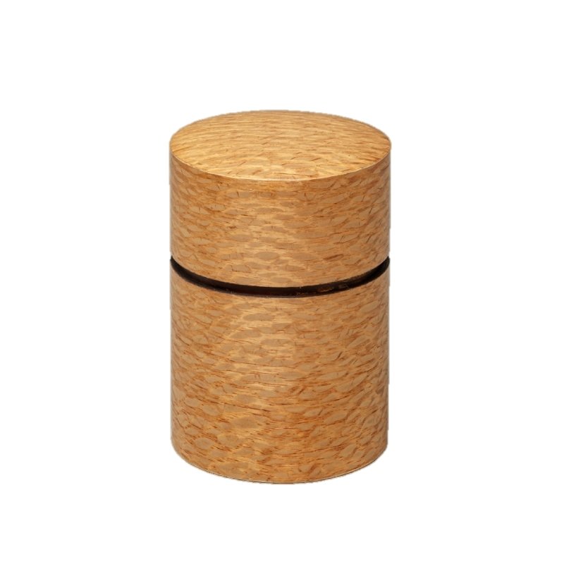 Fujiki Denshiro: Obizutsu Tea Canister - Silky Oak 帯筒茶筒シルキーオーク - yunomi-jp.pro