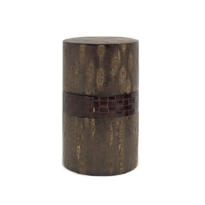 Fujiki Denshiro: Oyama Sakura Bark Chazutsu, Ajiro Weave (Horizontal Stripe) by Arakawa Keitaro 総皮茶筒 大山桜 アジロ 横（荒川慶太郎　作） - yunomi-jp.pro