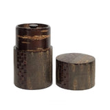 Fujiki Denshiro: Oyama Sakura Bark Chazutsu, Ajiro Weave (Vertical Stripe) by Arakawa Keitaro 総皮茶筒 大山桜 アジロ 縦（荒川慶太郎　作） - yunomi-jp.pro