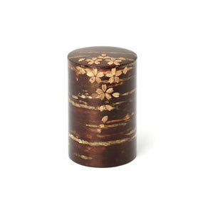 Fujiki Denshiro: Sakura Blossom Design Chazutsu 総皮茶筒 散花 - yunomi-jp.pro