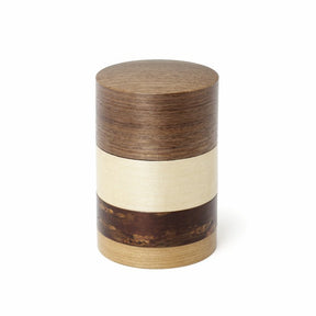 Fujiki Denshiro: Wazutsu Series Kabazaiku Tea Canisters, 4-color Walnut 輪筒4色 茶筒 くるみ - yunomi-jp.pro