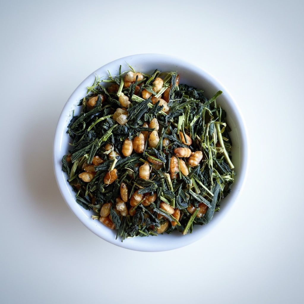 Hachimanjyu: Organic Yakushima Genmaicha Brown Rice Green Tea 有機玄米茶 (JAS certified) - yunomi-jp.pro