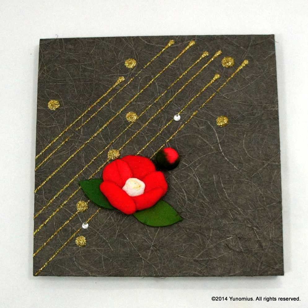 Hana & Haku: Tsubaki Flower Washi Paper Panel (Grey #1) - yunomi-jp.pro