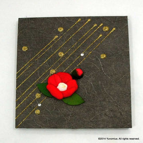 Hana & Haku: Tsubaki Flower Washi Paper Panel (Grey #1) - yunomi-jp.pro