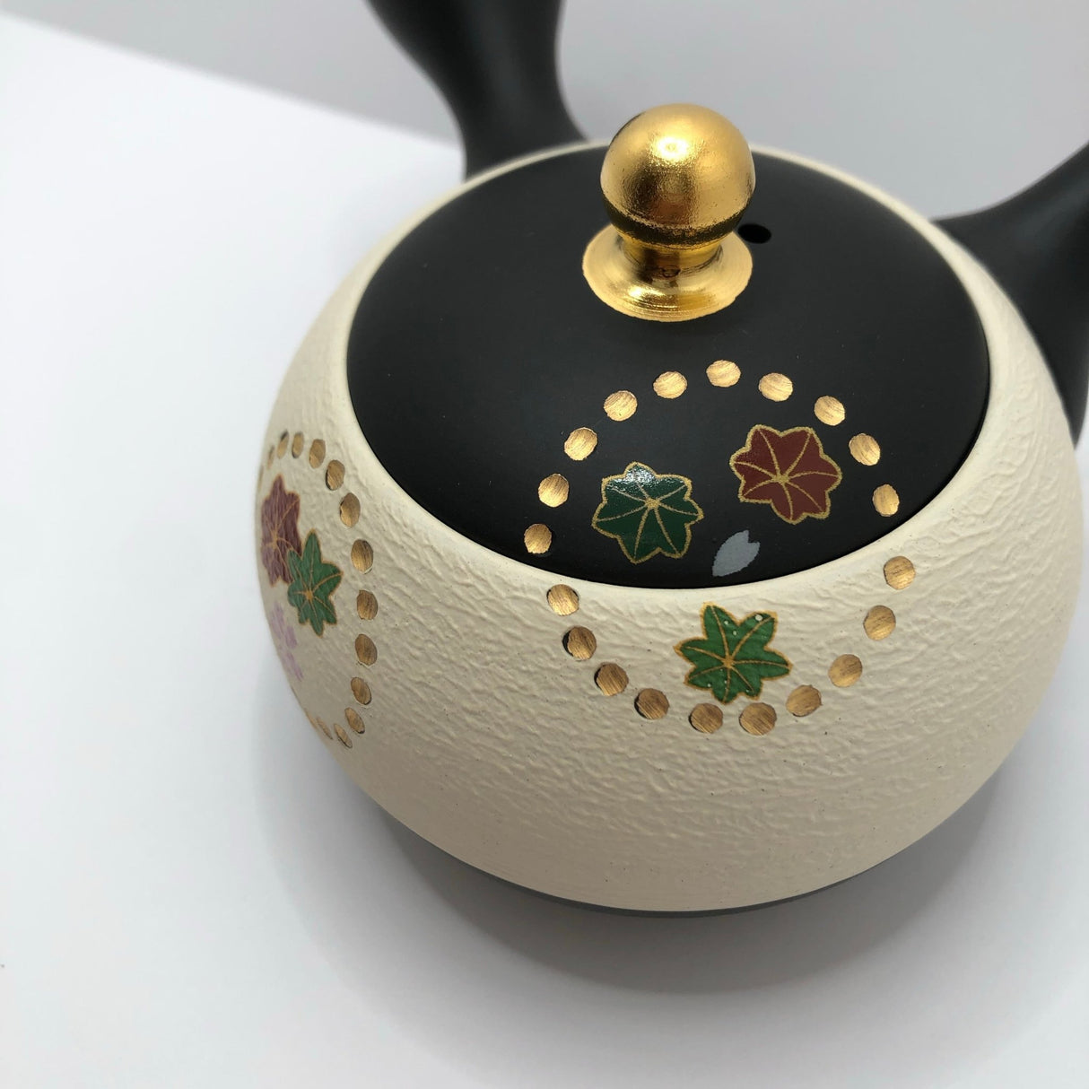 Isobe Ceramics mi122: Tokoname Kyusu Golden Autumn Leaves by Shouhou 200 ml 金彩紅葉桜 - yunomi-jp.pro