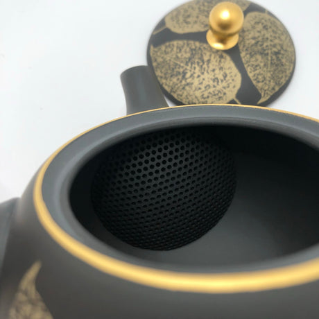 Isobe Ceramics mi124: Tokoname Kyusu Shouhou 200 ml 金彩木の葉 - yunomi-jp.pro