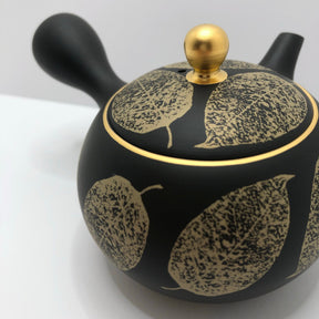 Isobe Ceramics mi124: Tokoname Kyusu Shouhou 200 ml 金彩木の葉 - yunomi-jp.pro