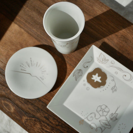 Kamigata Ryugi: Haiku Series Plate Set, Gold - yunomi-jp.pro